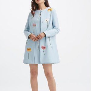 BRAND NEW Oscar de la Renta Floral-embroidered coat Size 8